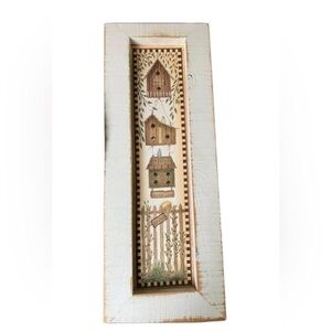 Rustic Farmhouse Birdhouse Wall Art Distressed White Frame Approx.